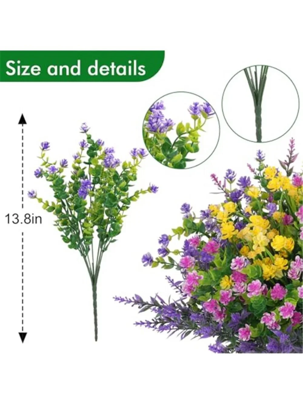 Artificial Outdoor Flowers UV Resistant Faux Daisy Hanging Planter Porch Decor